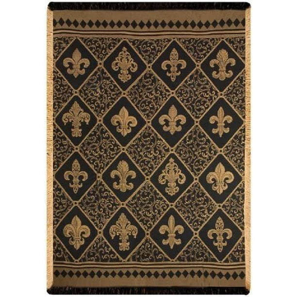 Fleur De Lis Manual Damask Throw Gold 50 by 60-Inch Fleur De Lis Manual Damask Throw Gold 50 by 60-Inch